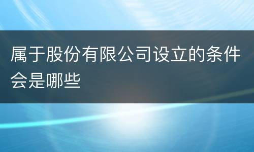 属于股份有限公司设立的条件会是哪些