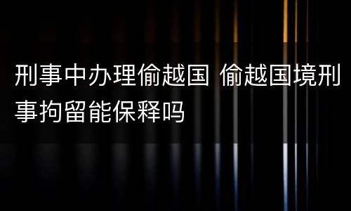 刑事中办理偷越国 偷越国境刑事拘留能保释吗