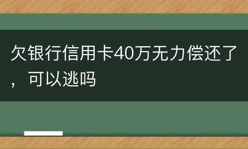 欠银行信用卡40万无力偿还了，可以逃吗