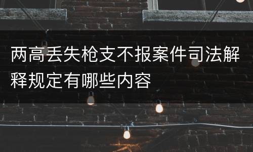 两高丢失枪支不报案件司法解释规定有哪些内容