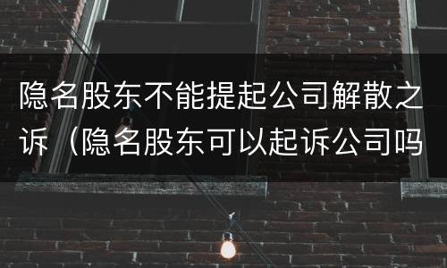 隐名股东不能提起公司解散之诉（隐名股东可以起诉公司吗）