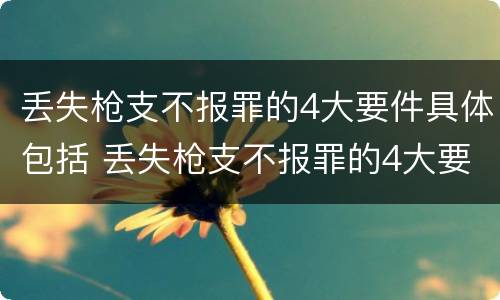 丢失枪支不报罪的4大要件具体包括 丢失枪支不报罪的4大要件具体包括什么