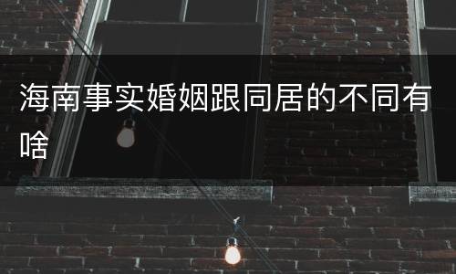 海南事实婚姻跟同居的不同有啥