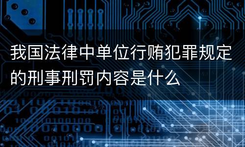 我国法律中单位行贿犯罪规定的刑事刑罚内容是什么