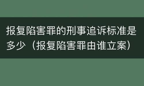 报复陷害罪的刑事追诉标准是多少（报复陷害罪由谁立案）