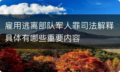 雇用逃离部队军人罪司法解释具体有哪些重要内容