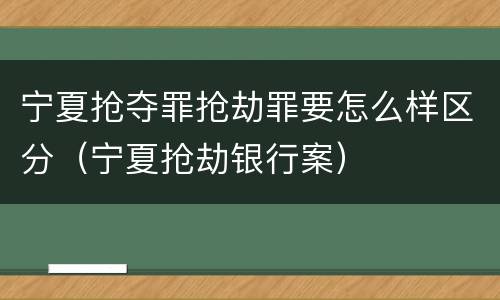 宁夏抢夺罪抢劫罪要怎么样区分（宁夏抢劫银行案）