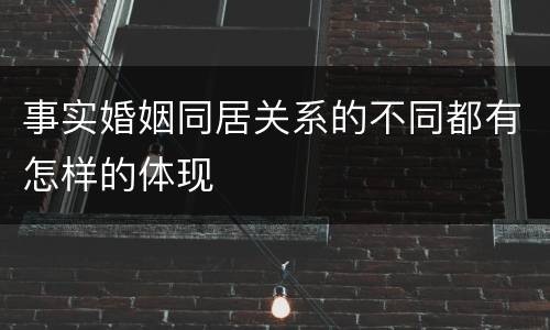 事实婚姻同居关系的不同都有怎样的体现