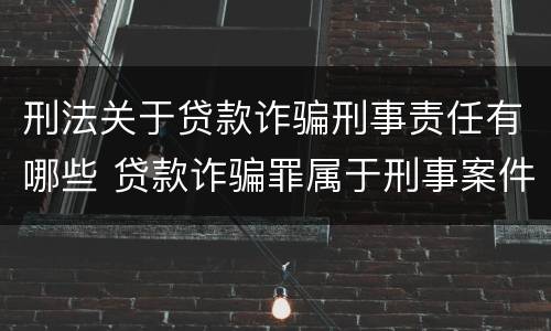 刑法关于贷款诈骗刑事责任有哪些 贷款诈骗罪属于刑事案件吗