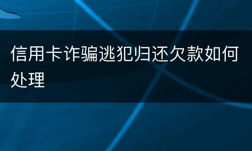 信用卡诈骗逃犯归还欠款如何处理