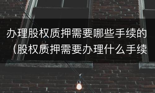 办理股权质押需要哪些手续的（股权质押需要办理什么手续）