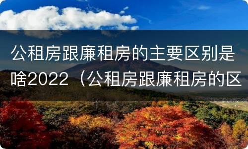 公租房跟廉租房的主要区别是啥2022（公租房跟廉租房的区别在哪里）