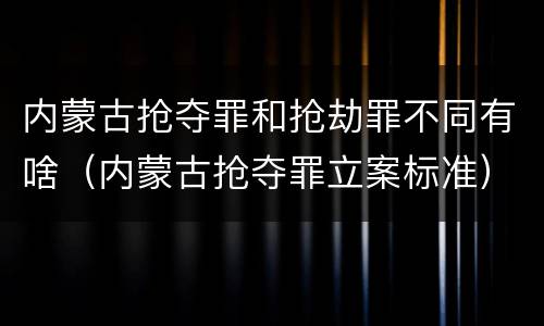 内蒙古抢夺罪和抢劫罪不同有啥（内蒙古抢夺罪立案标准）