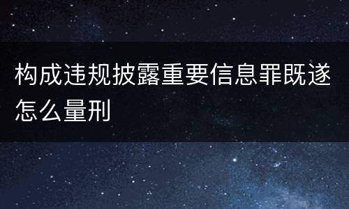 构成违规披露重要信息罪既遂怎么量刑