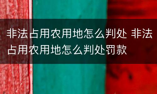 非法占用农用地怎么判处 非法占用农用地怎么判处罚款