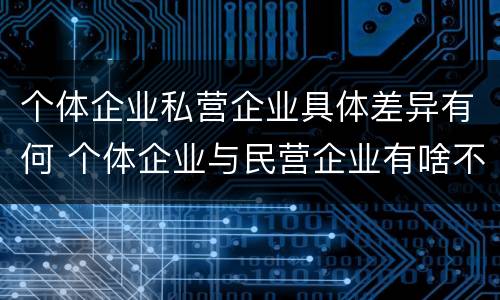 个体企业私营企业具体差异有何 个体企业与民营企业有啥不同