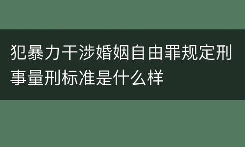 犯暴力干涉婚姻自由罪规定刑事量刑标准是什么样