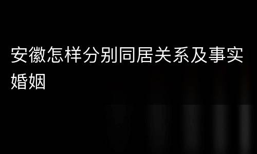 安徽怎样分别同居关系及事实婚姻