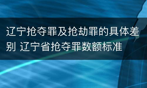 辽宁抢夺罪及抢劫罪的具体差别 辽宁省抢夺罪数额标准