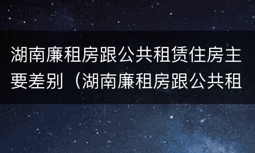 湖南廉租房跟公共租赁住房主要差别（湖南廉租房跟公共租赁住房主要差别在哪）