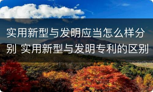 实用新型与发明应当怎么样分别 实用新型与发明专利的区别有哪些