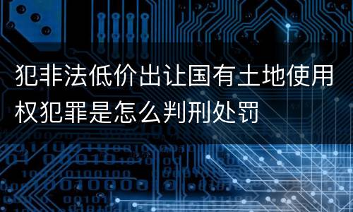 犯非法低价出让国有土地使用权犯罪是怎么判刑处罚