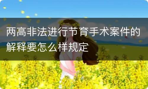 两高非法进行节育手术案件的解释要怎么样规定