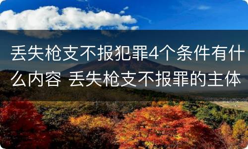 丢失枪支不报犯罪4个条件有什么内容 丢失枪支不报罪的主体是什么