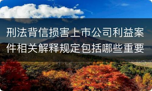 刑法背信损害上市公司利益案件相关解释规定包括哪些重要内容