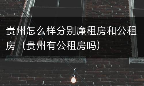 贵州怎么样分别廉租房和公租房（贵州有公租房吗）