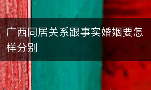 广西同居关系跟事实婚姻要怎样分别