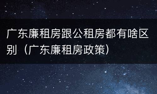 广东廉租房跟公租房都有啥区别（广东廉租房政策）