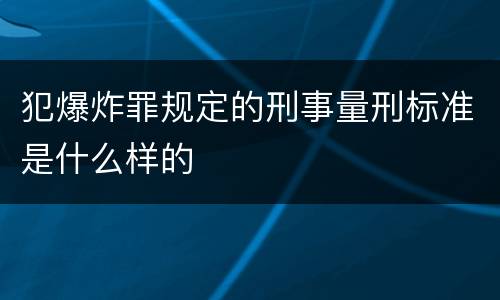 犯爆炸罪规定的刑事量刑标准是什么样的