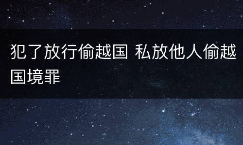 犯了放行偷越国 私放他人偷越国境罪