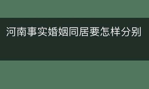 河南事实婚姻同居要怎样分别