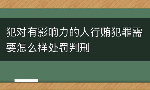 犯对有影响力的人行贿犯罪需要怎么样处罚判刑