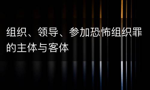 组织、领导、参加恐怖组织罪的主体与客体