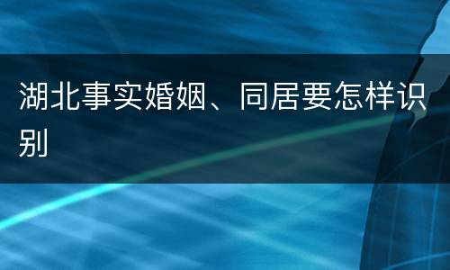 湖北事实婚姻、同居要怎样识别