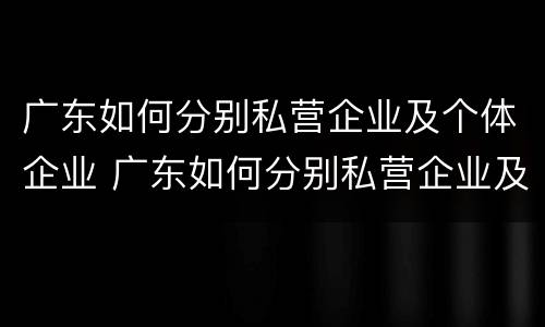 广东如何分别私营企业及个体企业 广东如何分别私营企业及个体企业呢