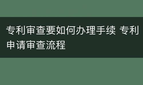 专利审查要如何办理手续 专利申请审查流程