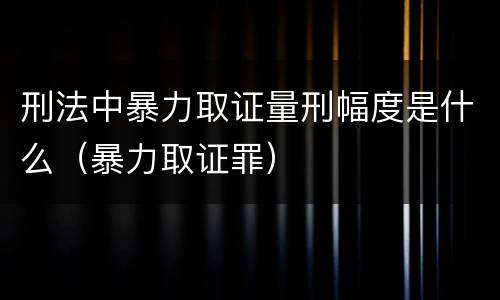 刑法中暴力取证量刑幅度是什么（暴力取证罪）