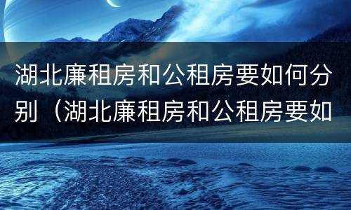 湖北廉租房和公租房要如何分别（湖北廉租房和公租房要如何分别出租）