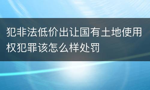 犯非法低价出让国有土地使用权犯罪该怎么样处罚