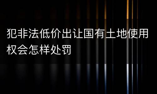 犯非法低价出让国有土地使用权会怎样处罚