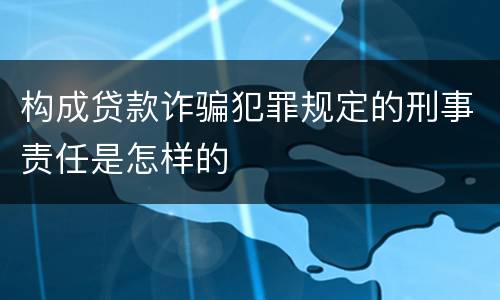 构成贷款诈骗犯罪规定的刑事责任是怎样的