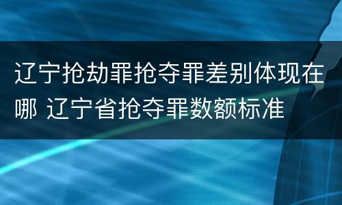 辽宁抢劫罪抢夺罪差别体现在哪 辽宁省抢夺罪数额标准