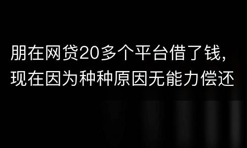 朋在网贷20多个平台借了钱，现在因为种种原因无能力偿还