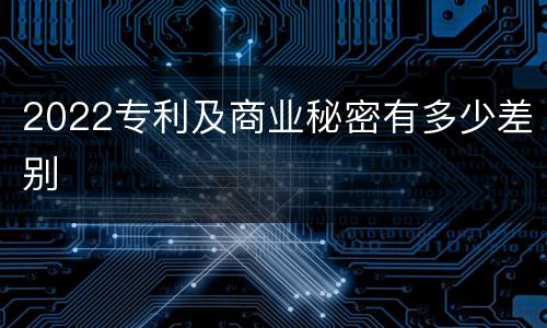 2022专利及商业秘密有多少差别