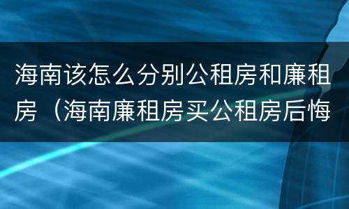 海南该怎么分别公租房和廉租房（海南廉租房买公租房后悔了）