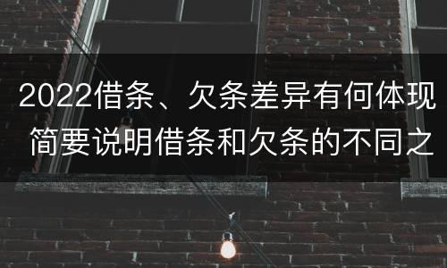 2022借条、欠条差异有何体现 简要说明借条和欠条的不同之处